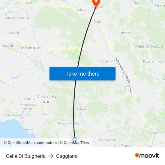 Celle Di Bulgheria to Caggiano map