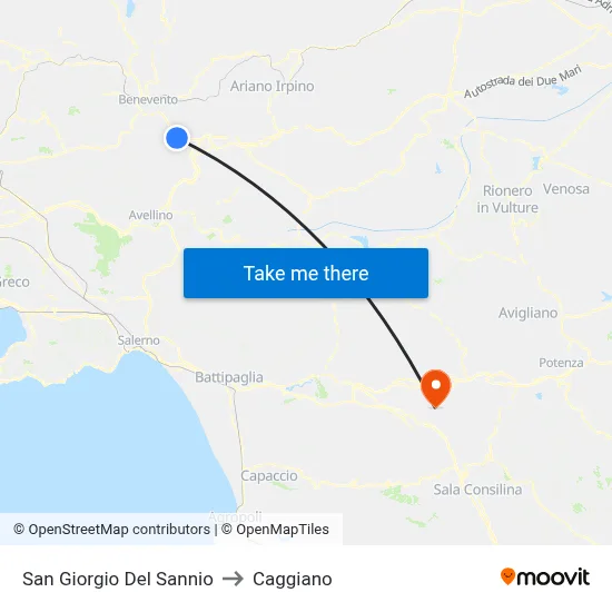 San Giorgio Del Sannio to Caggiano map