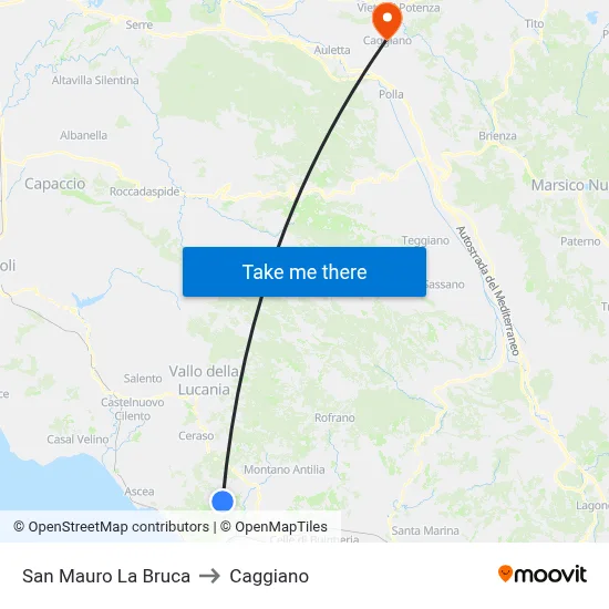 San Mauro la Bruca to Caggiano map