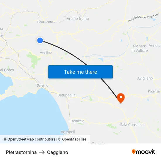 Pietrastornina to Caggiano map