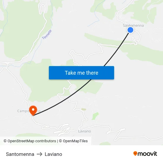Santomenna to Laviano map
