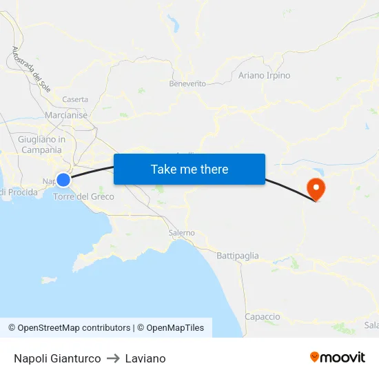 Naples Gianturco to Laviano map