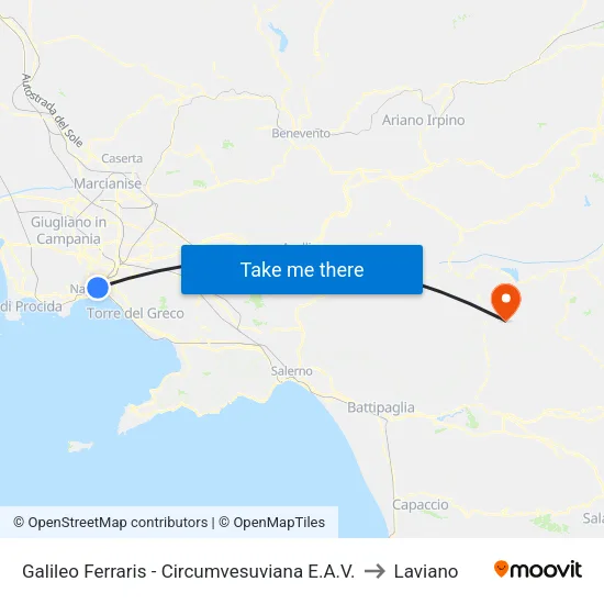 Galileo Ferraris - Circumvesuviana EAV to Laviano map