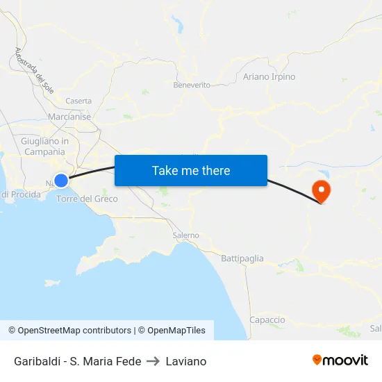 Garibaldi - S. Maria Fede to Laviano map