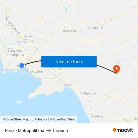 Foria - Metro to Laviano map