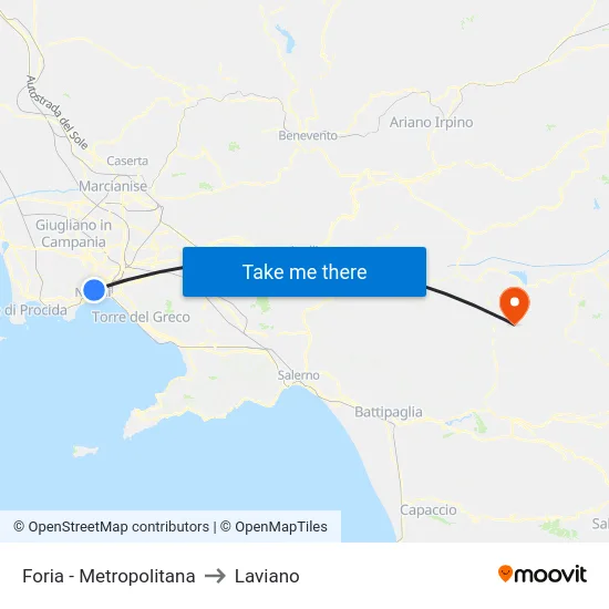 Foria - Metropolitana to Laviano map