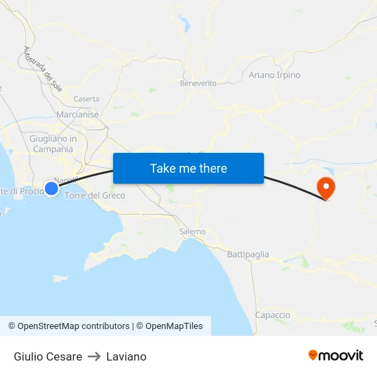 Julius Caesar to Laviano map