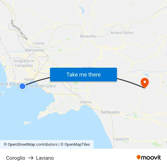 Coroglio to Laviano map