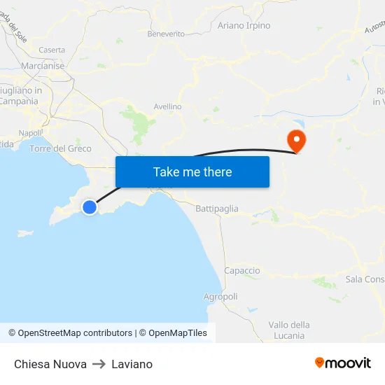 Chiesa Nuova to Laviano map