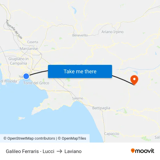 Galileo Ferraris - Lucci to Laviano map