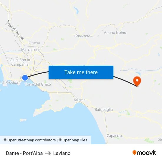 Dante - Port'Alba to Laviano map