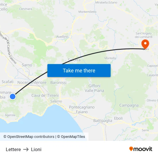 Lettere to Lioni map