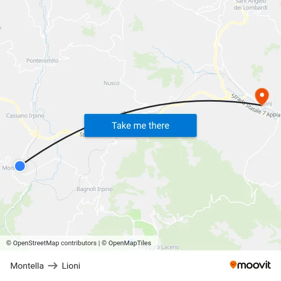 Montella to Lioni map