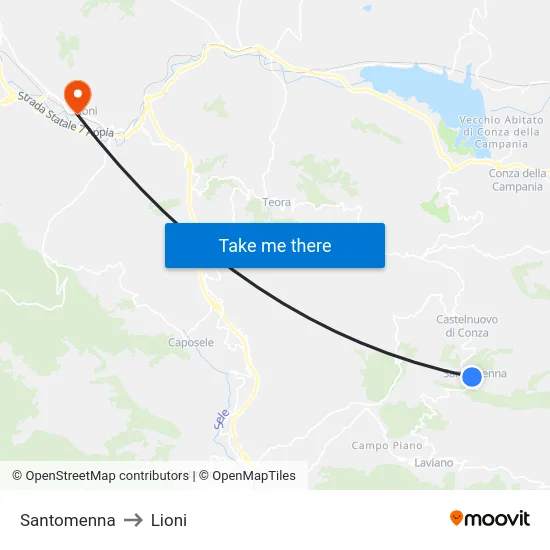Santomenna to Lioni map
