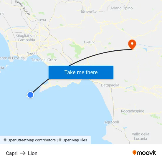 Capri to Lioni map