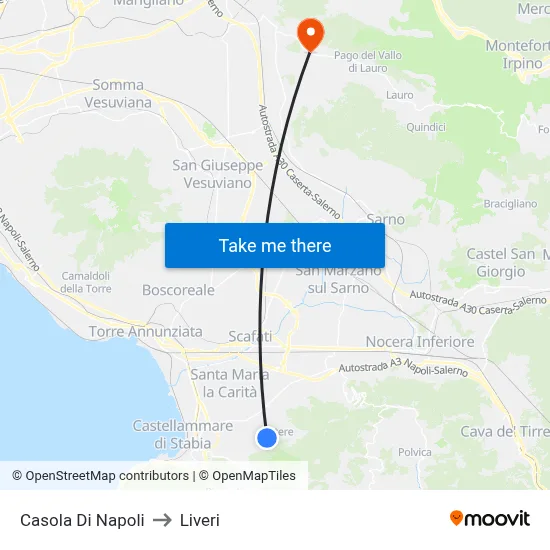 Casola di Napoli to Liveri map