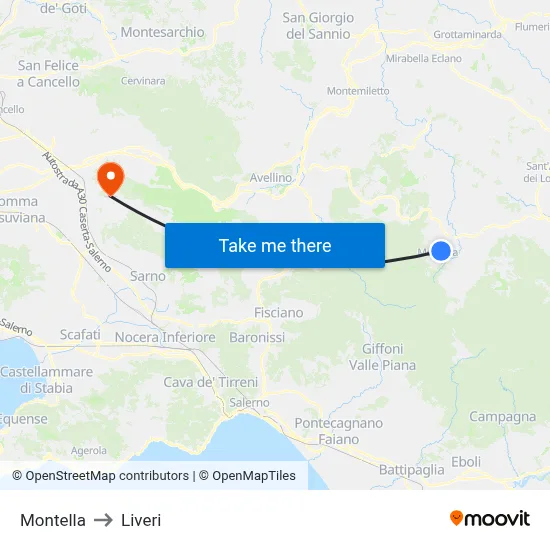 Montella to Liveri map