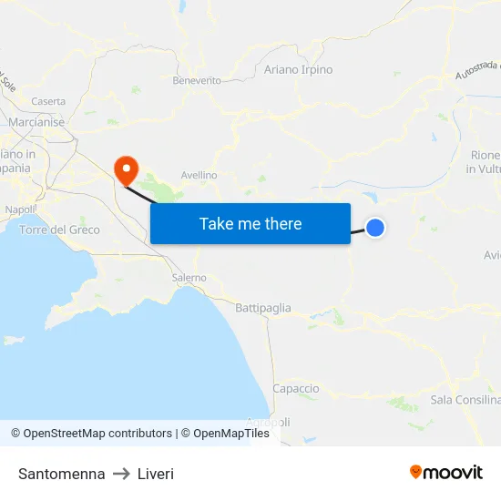 Santomenna to Liveri map