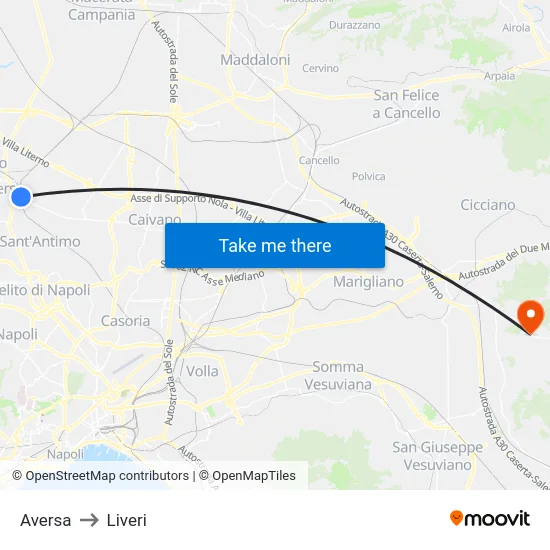 Aversa to Liveri map