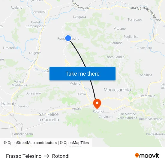 Frasso Telesino to Rotondi map