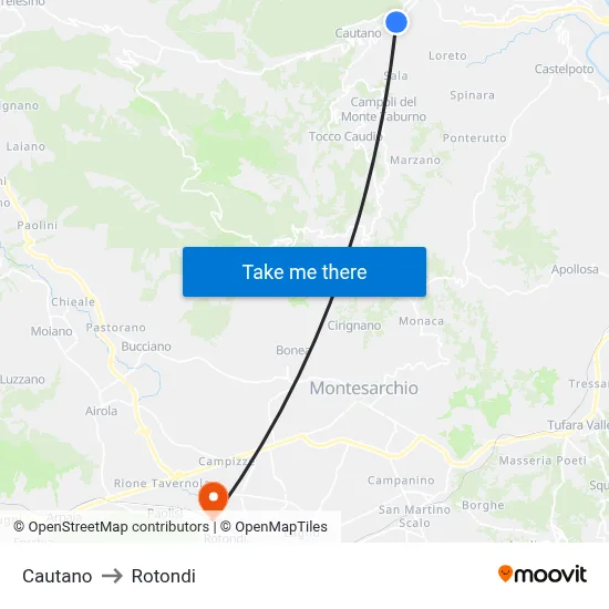 Cautano to Rotondi map