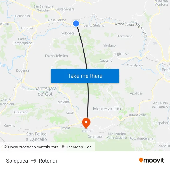 Solopaca to Rotondi map