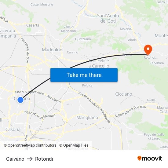 Caivano to Rotondi map