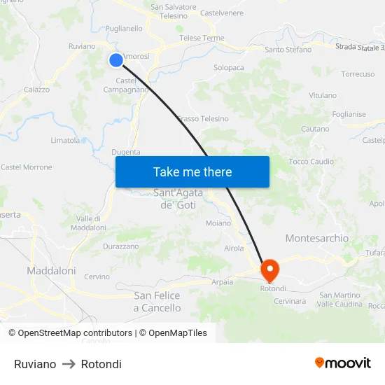 Ruviano to Rotondi map