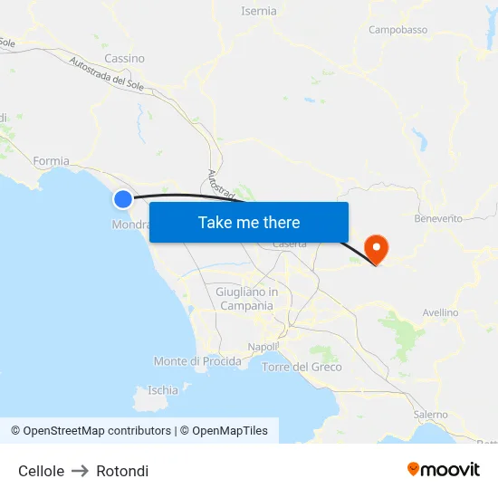 Cellole to Rotondi map