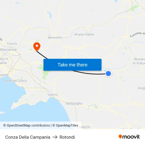 Conza Della Campania to Rotondi map