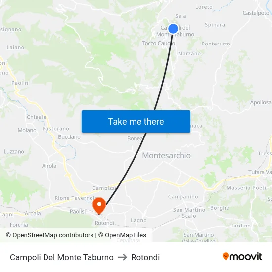 Campoli Del Monte Taburno to Rotondi map