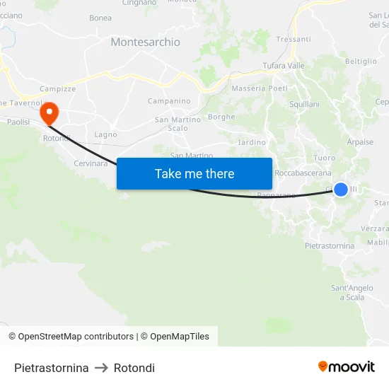 Pietrastornina to Rotondi map