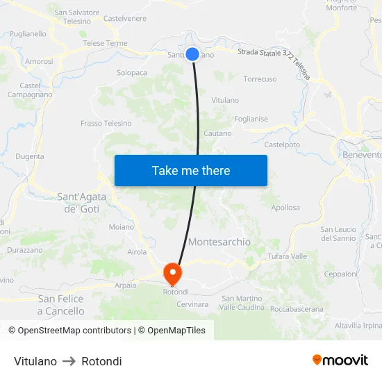 Vitulano to Rotondi map