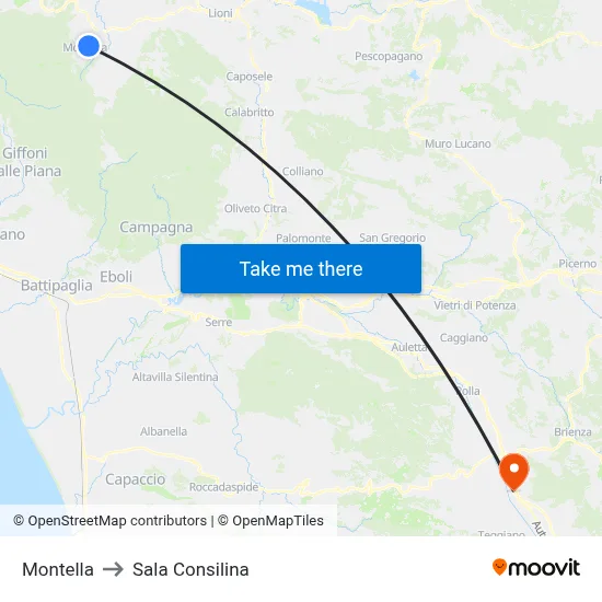Montella to Sala Consilina map