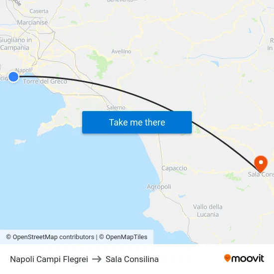 Napoli Campi Flegrei to Sala Consilina map