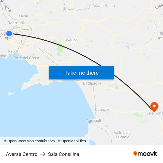 Aversa Centro to Sala Consilina map