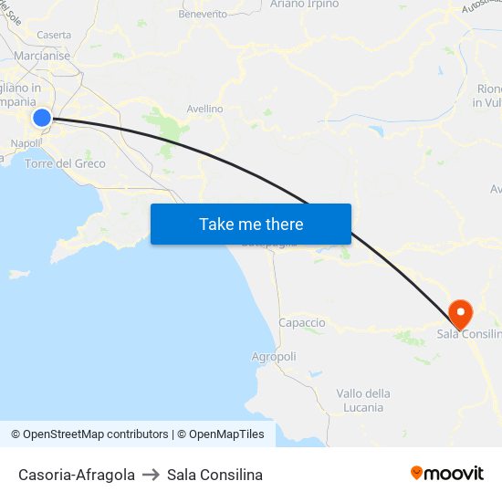 Casoria-Afragola to Sala Consilina map