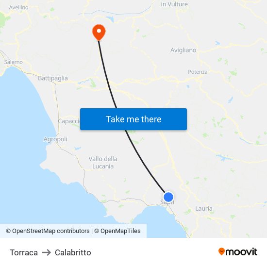 Torraca to Calabritto map
