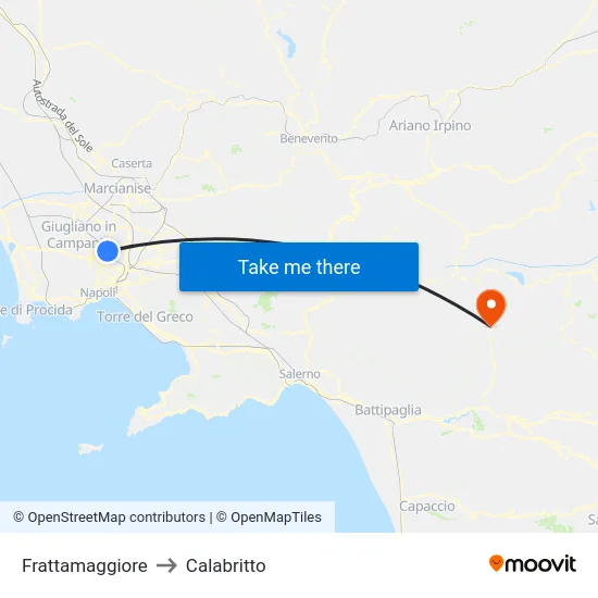 Frattamaggiore to Calabritto map