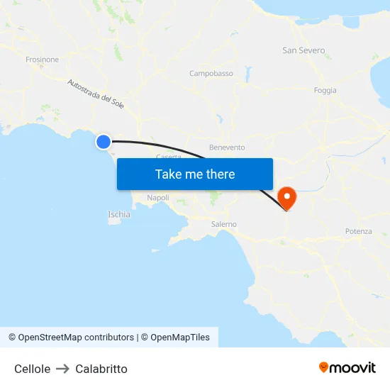 Cellole to Calabritto map