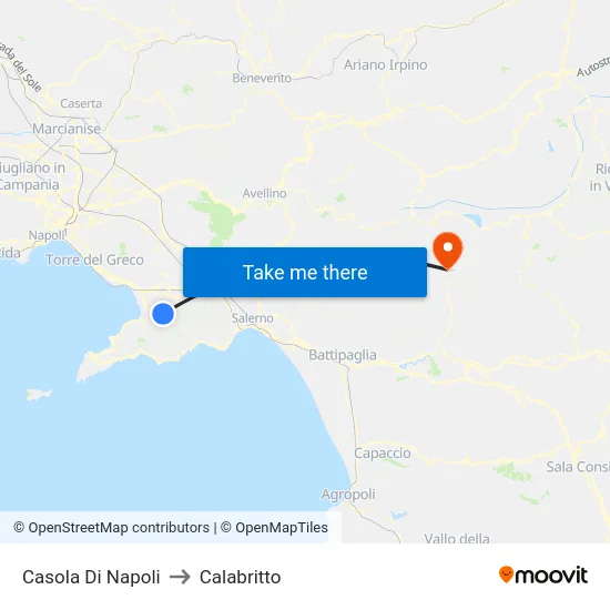 Casola Di Napoli to Calabritto map