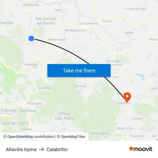 Altavilla Irpina to Calabritto map