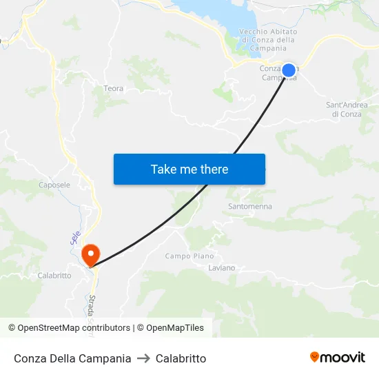 Conza Della Campania to Calabritto map