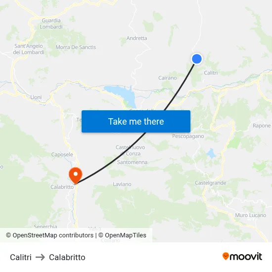 Calitri to Calabritto map