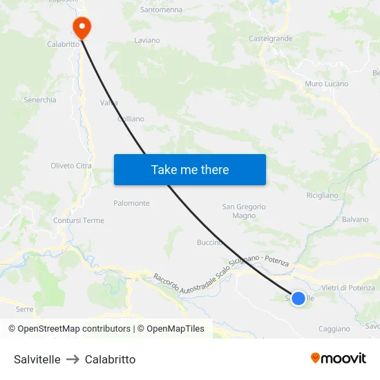 Salvitelle to Calabritto map