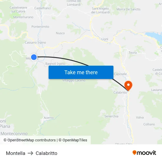 Montella to Calabritto map