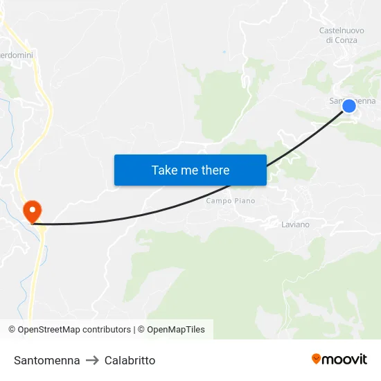 Santomenna to Calabritto map