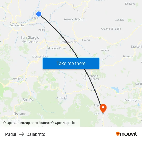 Paduli to Calabritto map