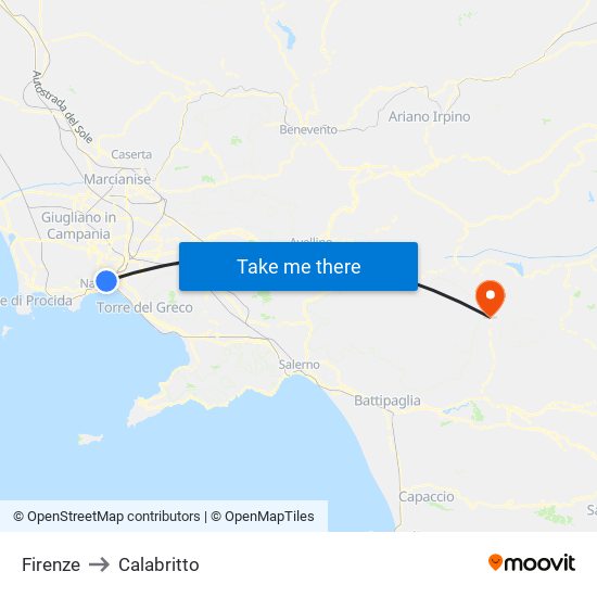Firenze to Calabritto map