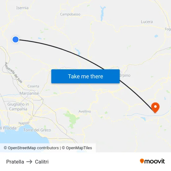 Pratella to Calitri map